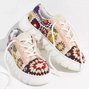 NWOT Free People "Catch Me If You Can" Crocheted Sneakers